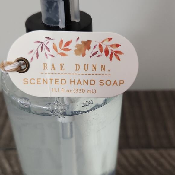 🍁🍂🌰NEW RAE DUNN FALL THANKSGIVING HAPPY HARVEST HAND SOAP GLASS DISPENSER - Picture 3 of 4